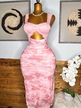 Mesh Cutout Midi Dress – Bodycon Vacation & Cocktail Dress